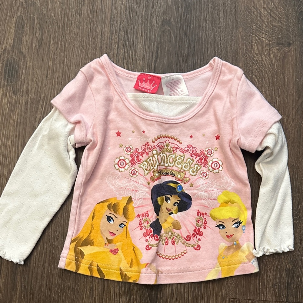 Disney Princess Pink and White Long Sleeve Tee